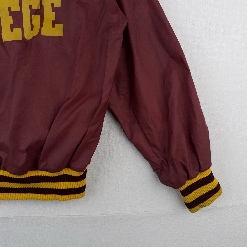 70's Vtg Champion Eureka College Nylon Varsity Jacket Medium Snap Front Made USA